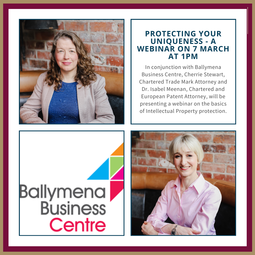 Cherrie Stewart and Isabel Meenan host a webinar on IP protection with the Ballymena Business Centre